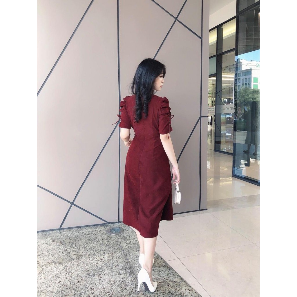 VÁY RÚM EO- VÁY THIẾT KẾ DÁNG RÚM EO ĐÍNH CÚC NGỌC | BigBuy360 - bigbuy360.vn