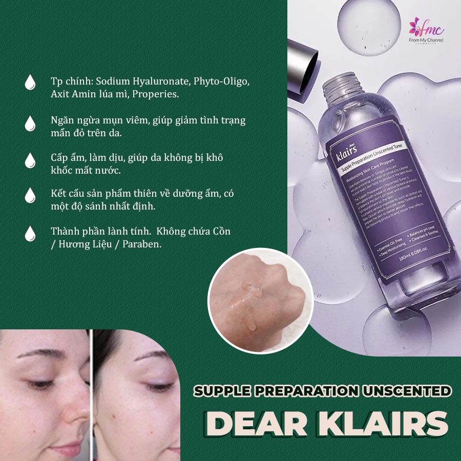Toner Dear Klairs Dành Cho Da Treatment Làm Dịu và Cấp Ẩm+ Tặng 1 túi chườm giảm đau bụng