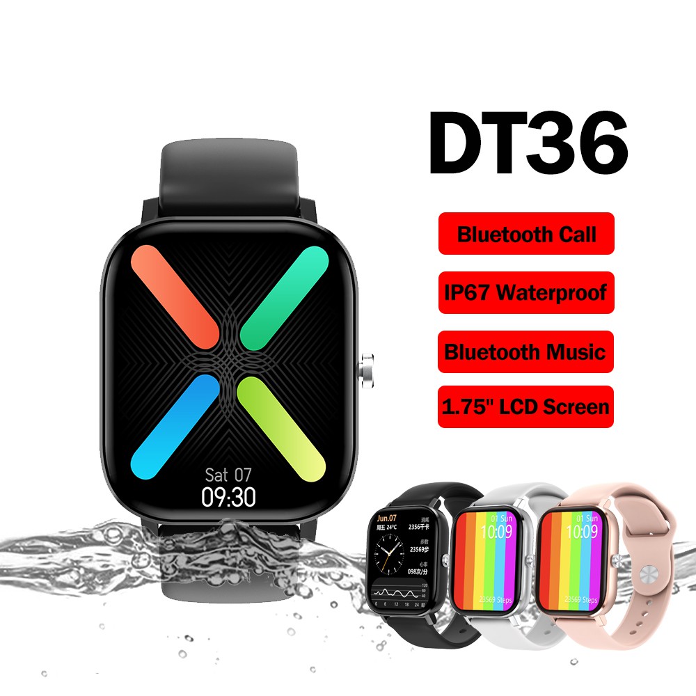 DT36 Smart Watch Full Touch Screen Heart Rate Monitor Tracker Fitness Sport Smartwatches For IOS Android