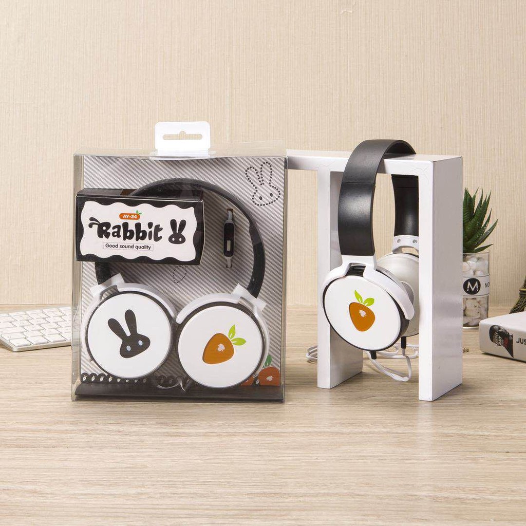 Tai nghe chụp tai RABBIT AY-24 CÓ MIC siêu dễ thương, phong cách trẻ trung, kiểu dáng Hàn Quốc mẫu mới nhất, có 4 màu.