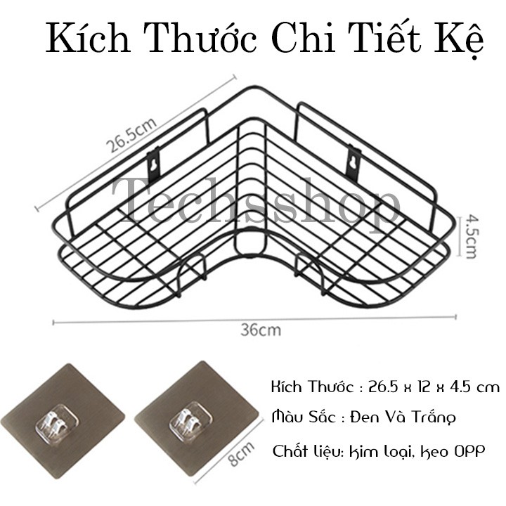 Kệ Góc INOX không gỉ nhà tắm, nhà bếp, phòng khách tam giác dán tường siêu dính - chịu lực 10kg.