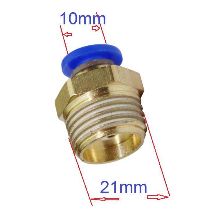 Đầu ren ngoài 21mm nối ống phun sương 6mm, 8mm, 10mm, 12mm cho trong hệ thống phun sương chất liệu đồng thau