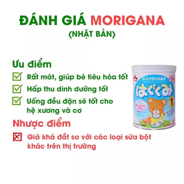 Sữa morinaga số 1 hộp 850gam hàng tách quai date 7/2021