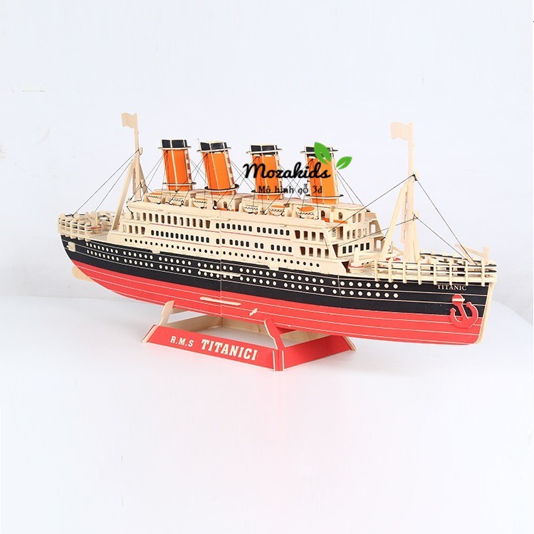 Đồ chơi lắp ráp gỗ 3D Mô hình tàu Titanic - Tặng kèm đèn LED USB trang trí