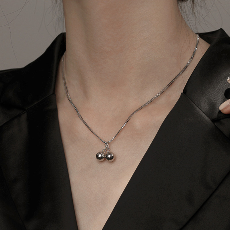 Dây chuyền mặt hình hai quả chuông phong cách thời trang hàn quốc