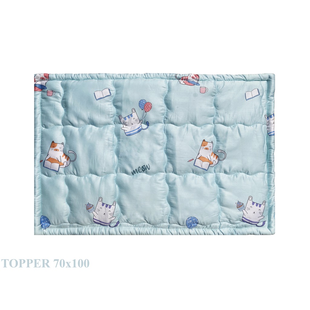 Tấm nệm ngủ trẻ em Dorabe kích thước 70x100 Chất liệu Tencel họa tiết Mèo Con