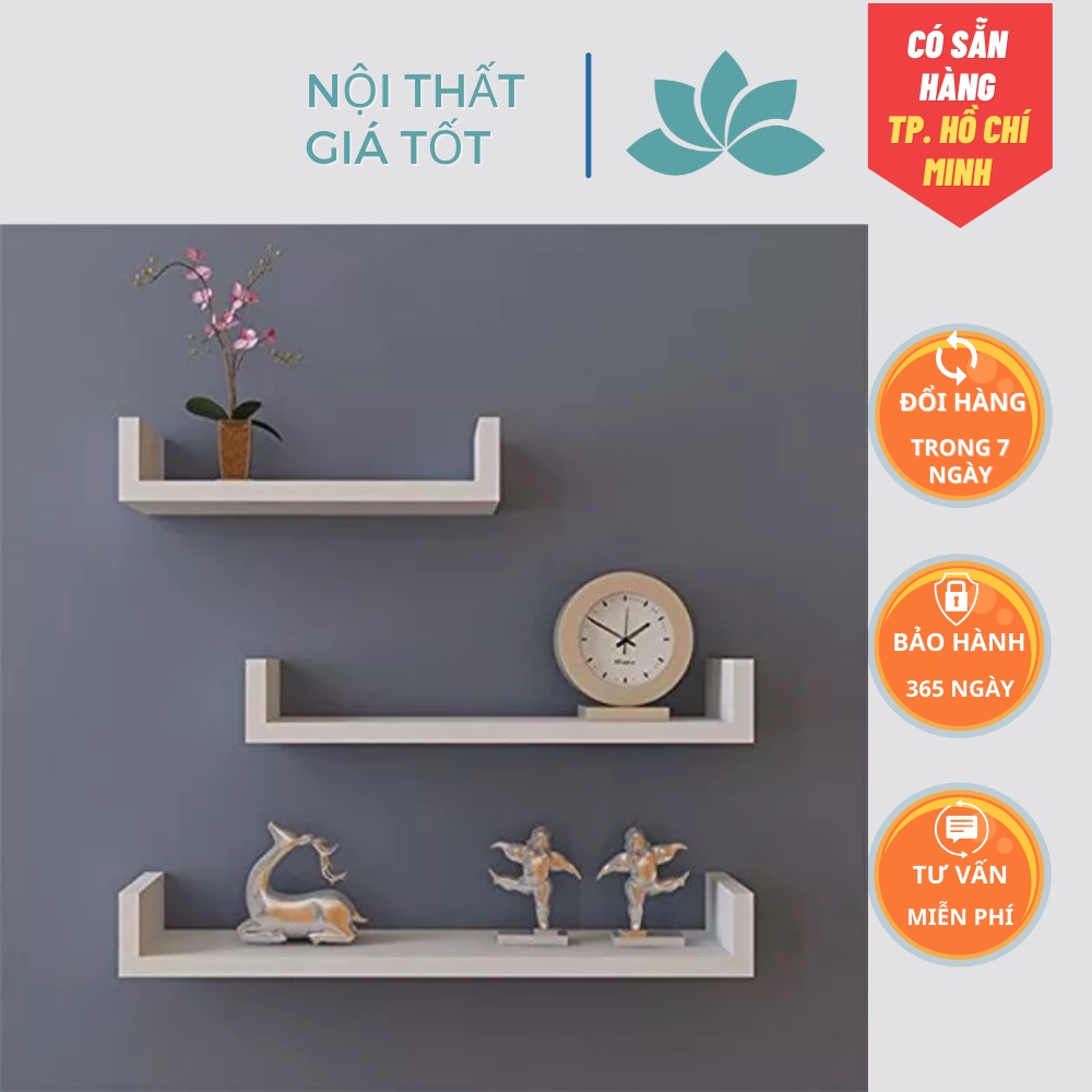 Kệ trang trí GẮN tường chữ U - Màu TRẮNG. Trang trí tường nhà,phòng khách..để đồ lưu niệm ,sách .........