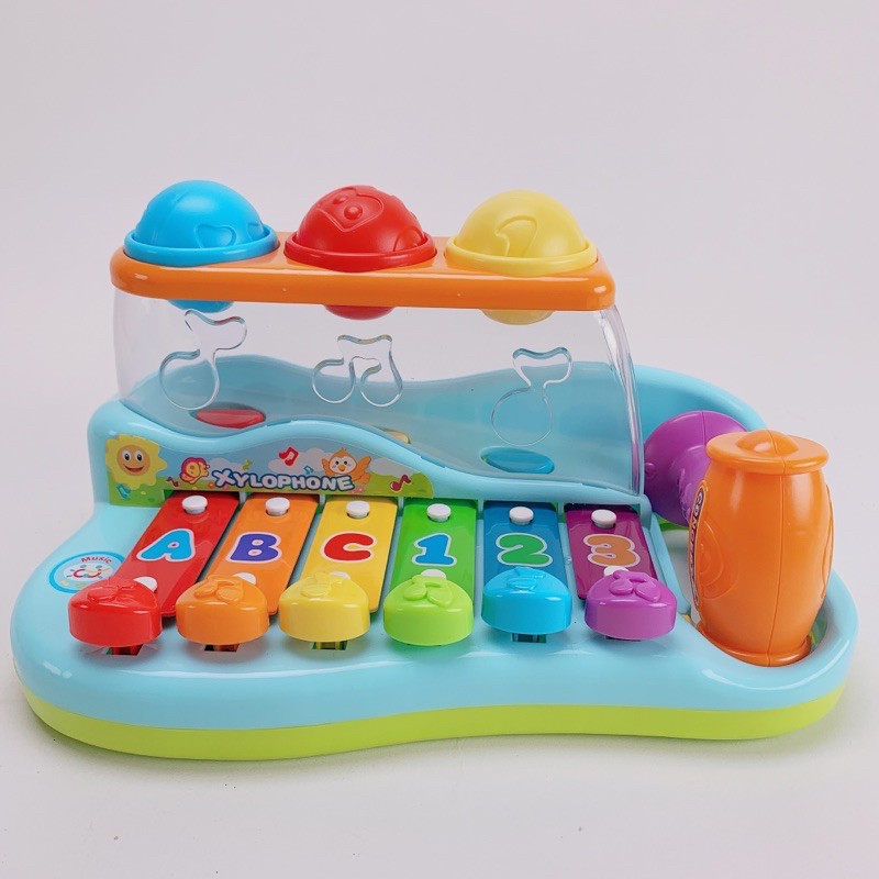 [Huile Toys]Bộ Đồ Chơi Đàn Gõ Kèm Đập Bóng 2in1 Cho Bé - Đàn Đá Cho Bé HOLA 856