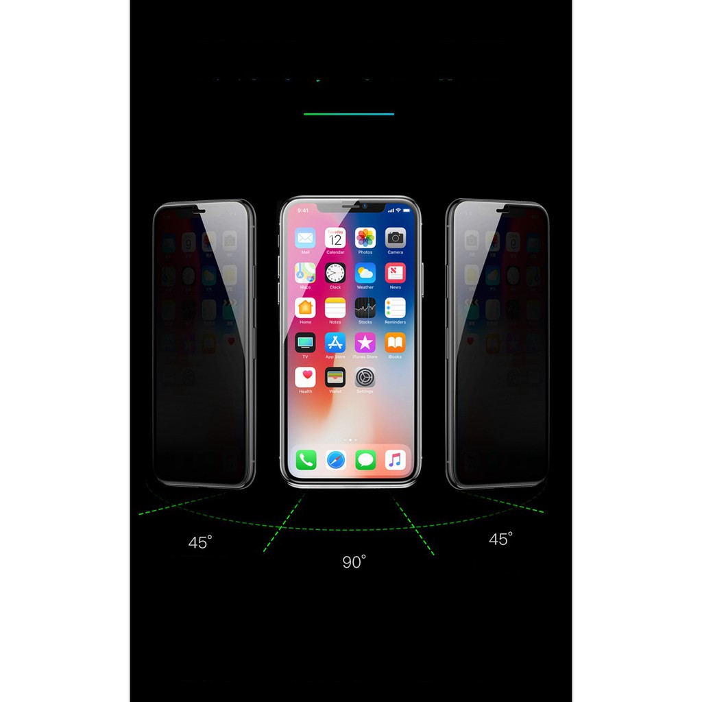 Kính cường lực iP XR & Xs Max chống nhìn trộm 5 lớp kín màn 0.3 mm hãng Baseus