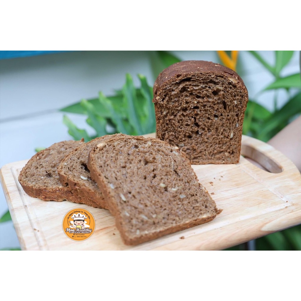 Bánh Mì Nguyên Cám 100% Monhealthy - Bánh Ăn Kiêng Giảm Cân Eatclean, Tốt Cho Sức Khỏe - Bánh 500gam