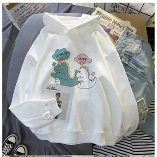 Áo hoodie đôi khủng long cute chất nỉ bông dày siêu ấm