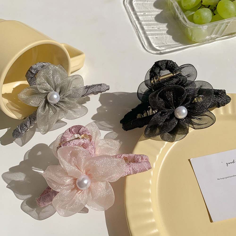 Kẹp Tóc Càng Cua Cỡ Lớn Phối Ren Hoa Nhiều Màu Phong Cách Hàn Quốc Thanh Lịch Cho Nữ