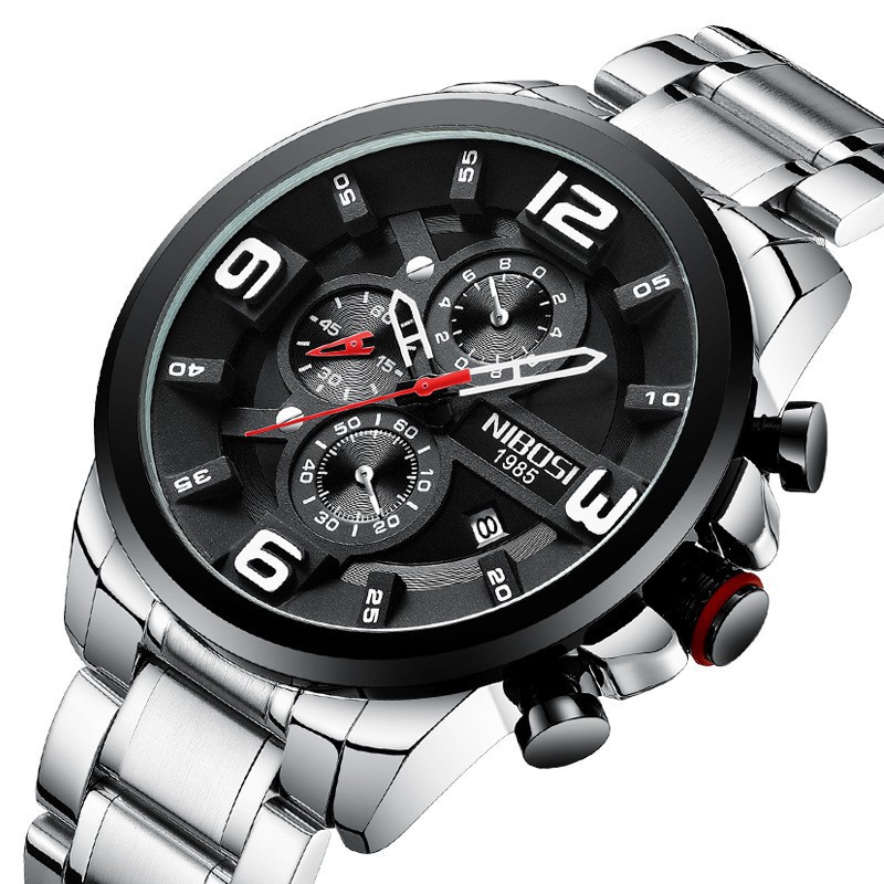 Đồng hồ nam Nibosi 2336 dây thép hàng chính hãng cao cấp Bán lẻ giá sỉ