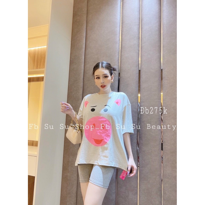 sét bộ đùi tixi in hình phối áo ngắn tay