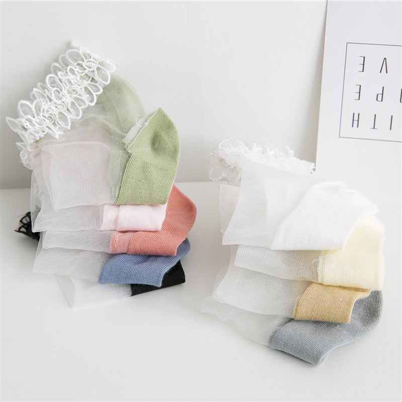 [Mã 151FASHIONSALE1 giảm 10K đơn 50K] Tất Vớ Trong Suốt Cổ Viền Ren Hoa Cổ Lửng Thun Thoáng Khí - Vani Store