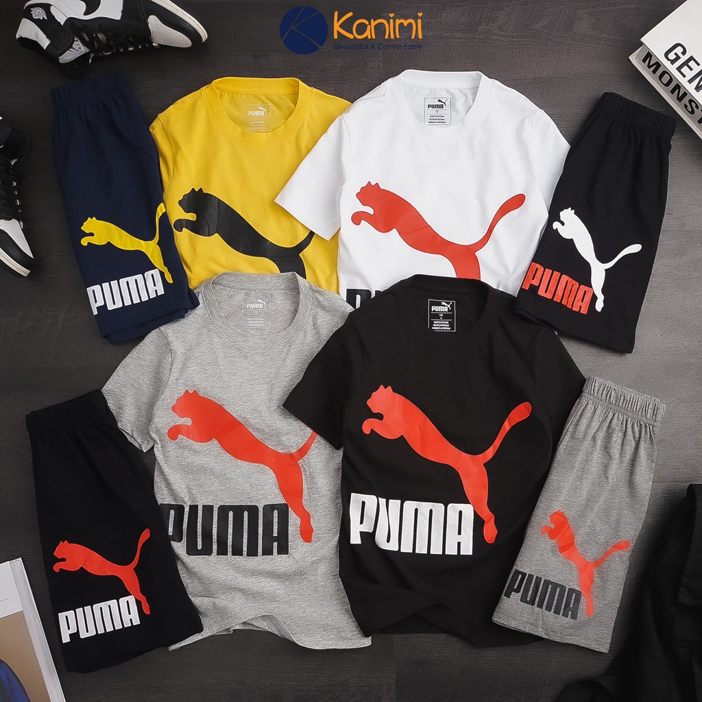 Đồ bộ bé trai size đại Puma xuất khẩu cộc tay Dragon Kids
