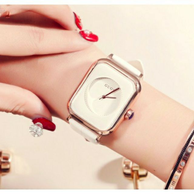 (Tặng hộp + pin dự phòng) Đồng Hồ Nữ Dây Da Mặt Vuông - 4 màu sang trọng