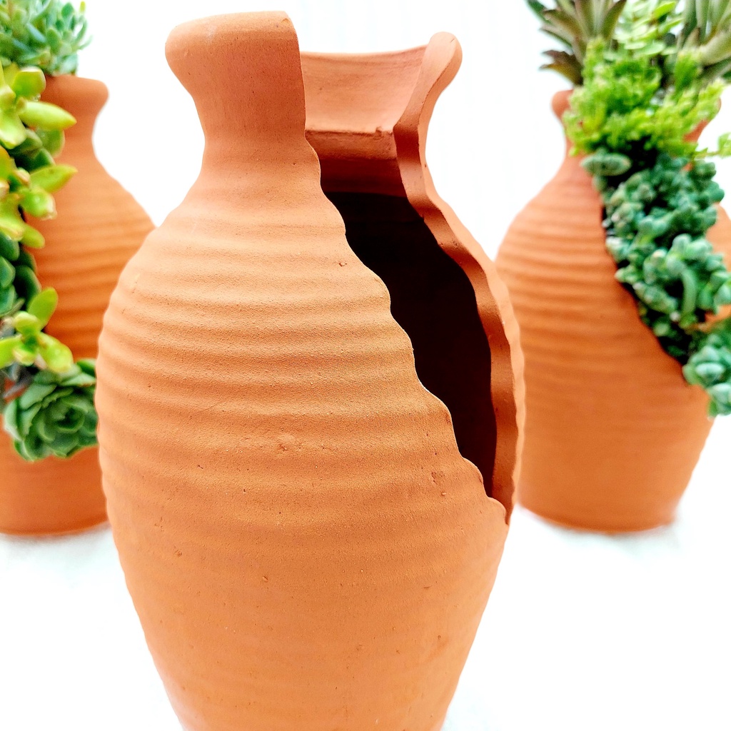 Chậu đất nung, Chậu sen đá - Bình hoa 925, miệng chậu 9cm, chiều cao 25cm