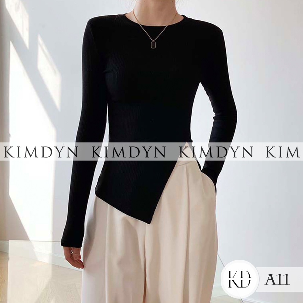 Áo thun ôm vạt xéo có đệm vai KimDyn [KDA11]