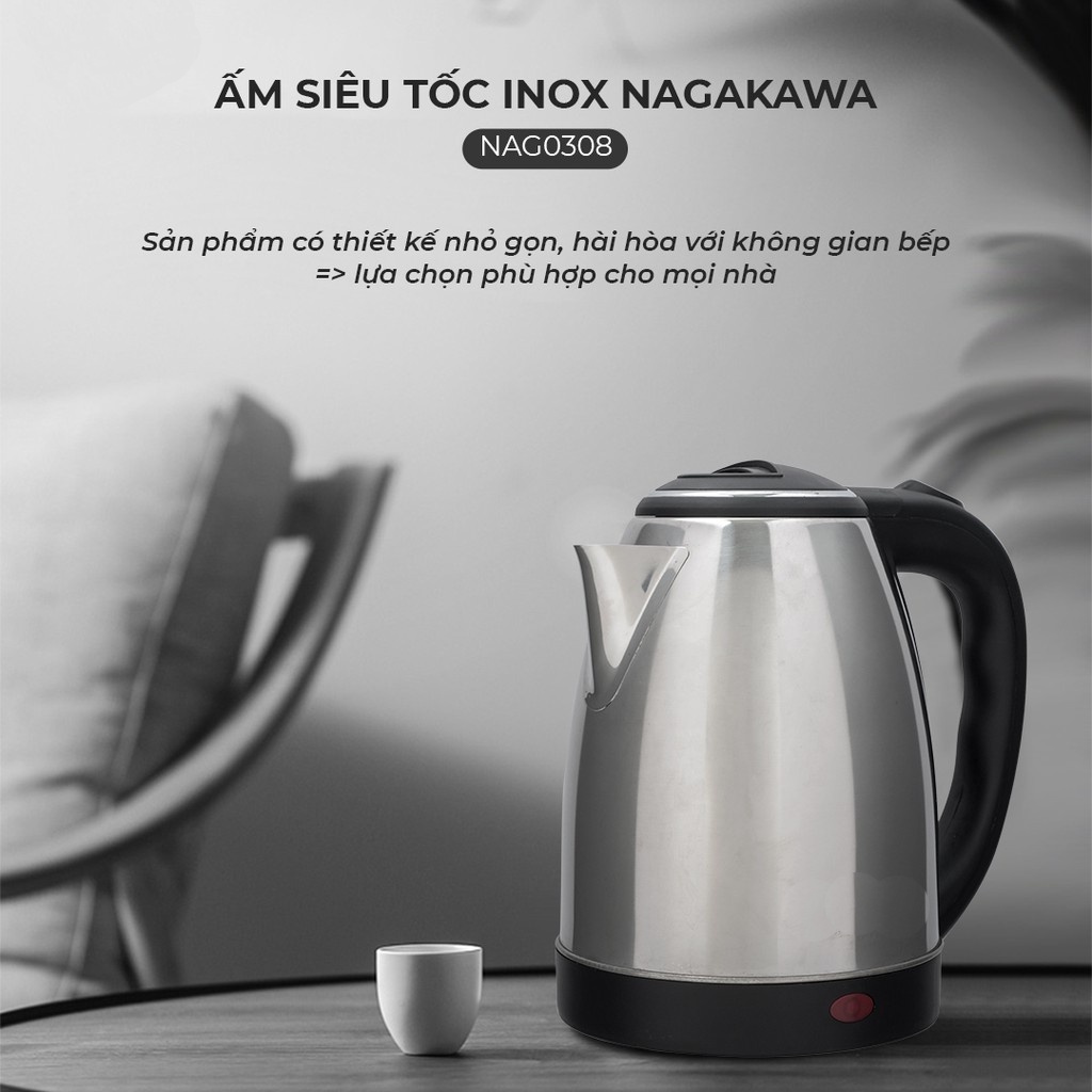 Ấm siêu tốc inox AQE-18 - ấm đun nước 1,8 L siêu BỀN