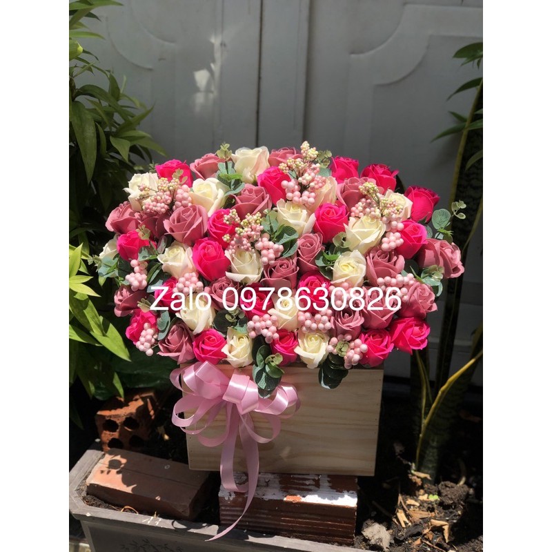 Lẵng hoa sáp thơm khai trương, sinh nhật. Ib chọn mẫu.