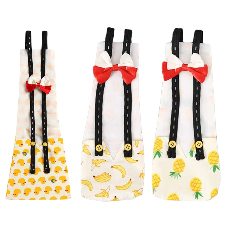 Tã quần in họa tiết trái cây/ vịt/ chuối/ gà kèm nơ có thể giặt và tái sử dụng tiện lợi cho thú cưng