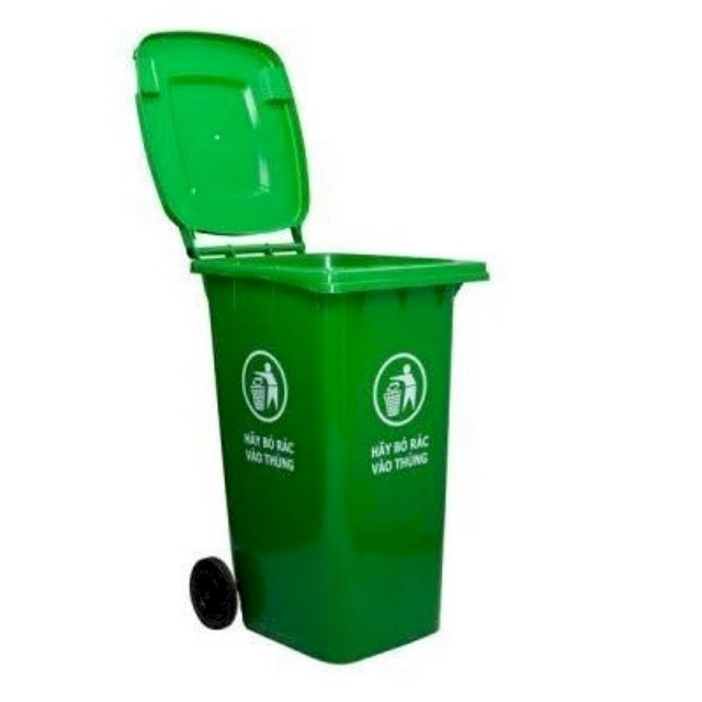 Thùng rác nhựa nắp kín 240L (xanh lá)
