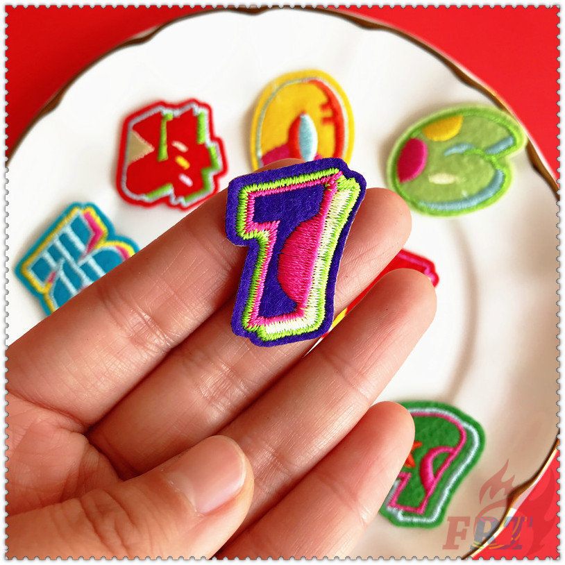 1 Sticker Ủi Thêu Hình Chữ Số 3d Nhiều Màu Sắc