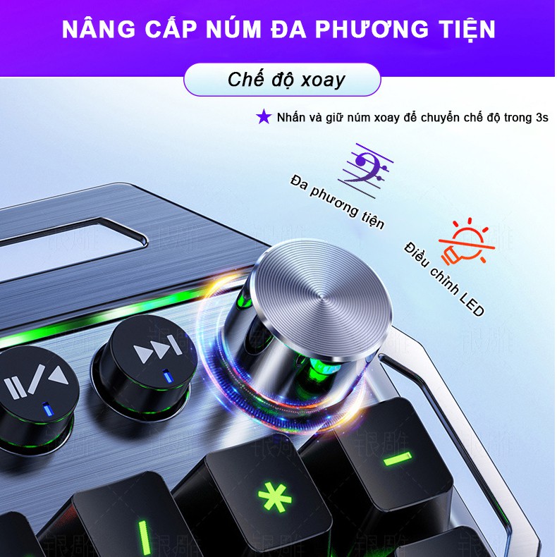 Bàn phím cơ gaming RGB SIDOTECH YINDIAO K100 dòng bàn phím máy tính chơi game 104 phím có LED có kê tay chống mỏi