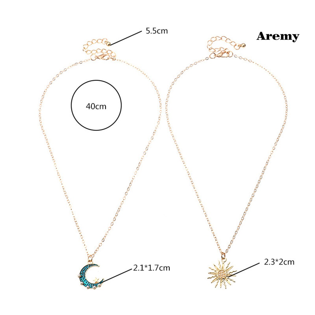 Vòng cổ 2 Lớp Mặt Hình Mặt Trăng Và Mặt Trời Đính Đá