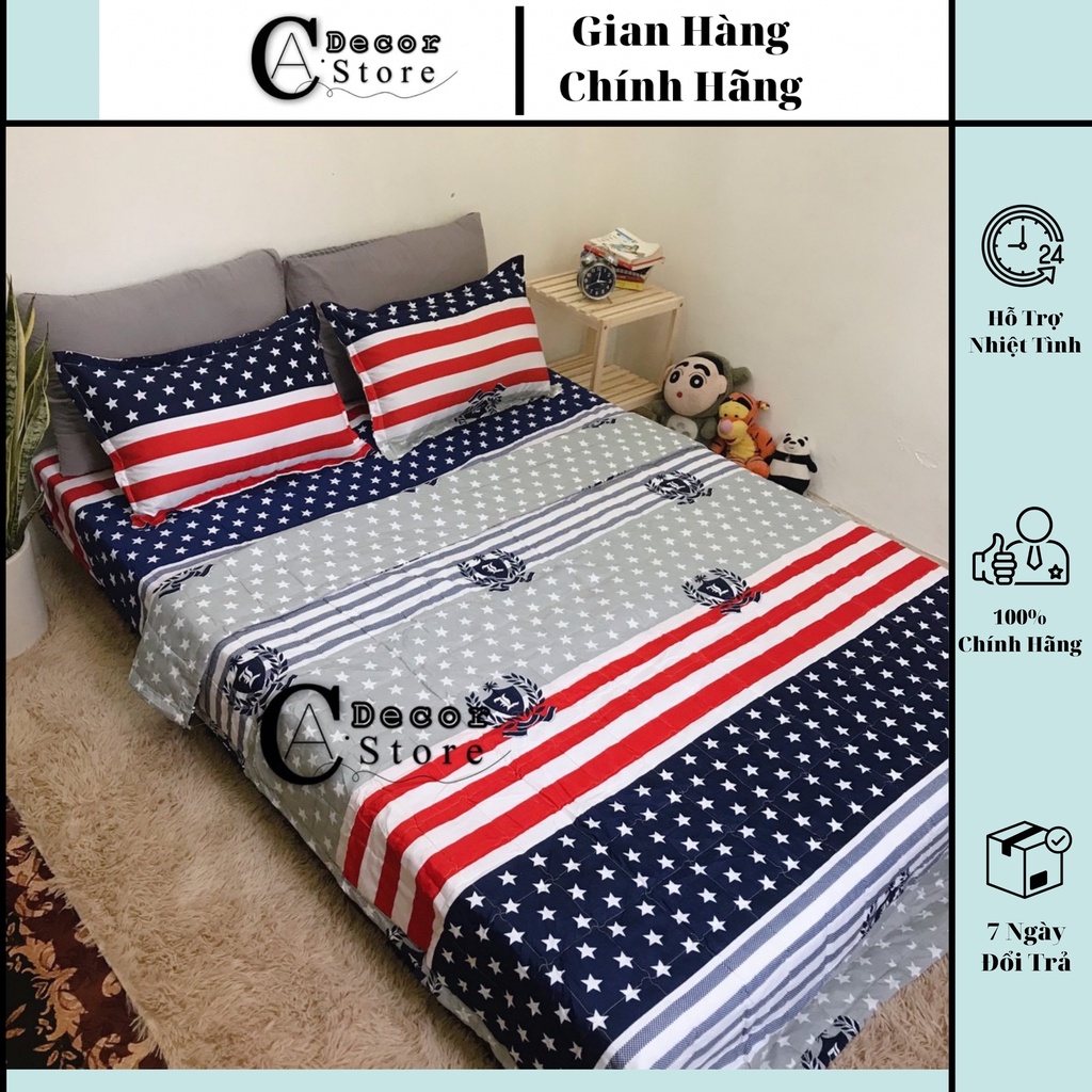 Bộ Chăn Ga Gối Cotton Poly Lá Cờ Mỹ ( 3 Món , 4 Món , 5 Món ) By. C.A Decor Store