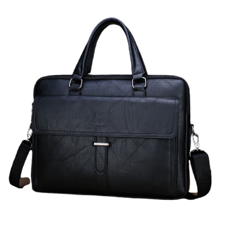 Túi xách cặp da đựng laptop công sở JEEP BULUO T81 38x27x6cm (Nâu đậm - Nâu sáng - Đen) | BigBuy360 - bigbuy360.vn