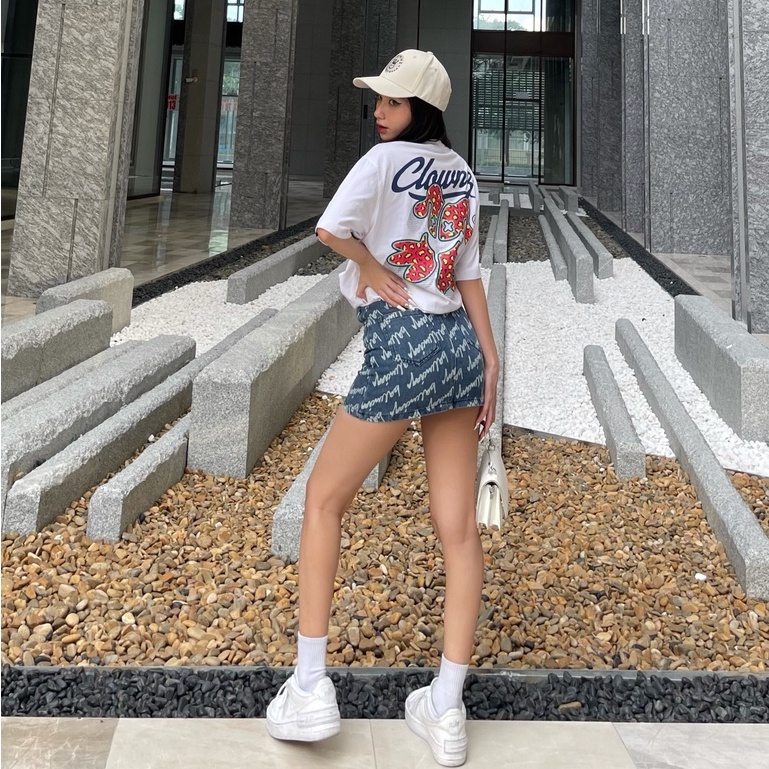 Áo thun tay lỡ local brand Clownz Leopard Big Logo, phông unisex nam nữ form rộng, cotton
