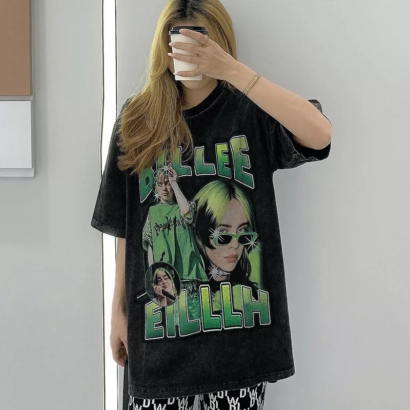 Áo thun Billie Eilish tay lỡ form rộng order 15-20 ngày màu wash - A014