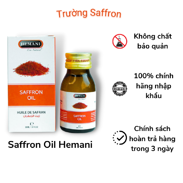 Saffron Oil Hemani 30ml chính hãng - Tinh dầu nhụy hoa nghệ tây - Trường Saffron