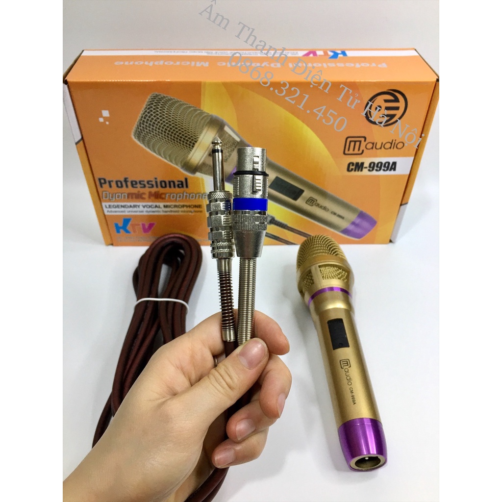 Micro Có Dây CM 999A Chính Hãng, Hút Giọng, Hát Nhẹ, Hỗ Trợ Chống Hú, Tay Mic Inox Cứng Cáp, Dây Chống Xoắn.