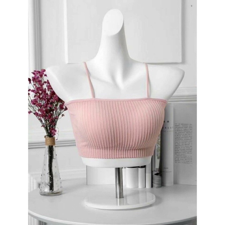 Áo Lót NữÁo Ngực Đệm Mỏng-Bra Ống 2 Dây Cotton Gân Tăm Có Mút