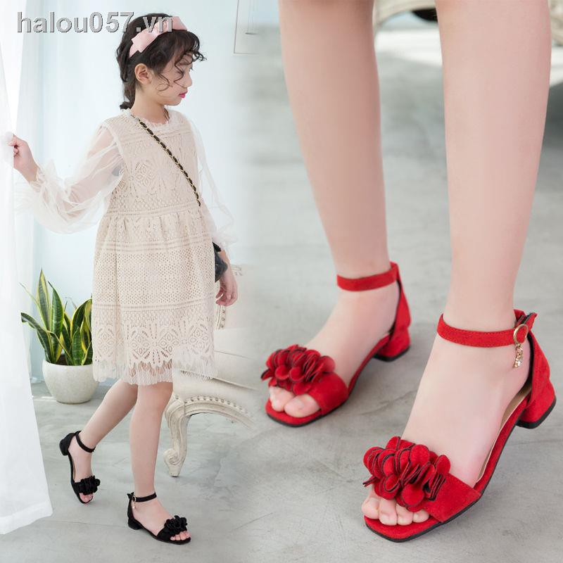 Giày sandals cao gót đế mềm thời trang cho bé 6 7 8 9 10 tuổi