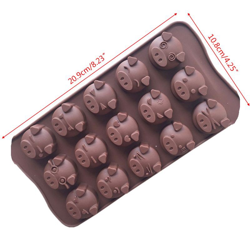 Khuôn Silicone Làm Bánh 15 Ô Hình Heo Xinh Xắn