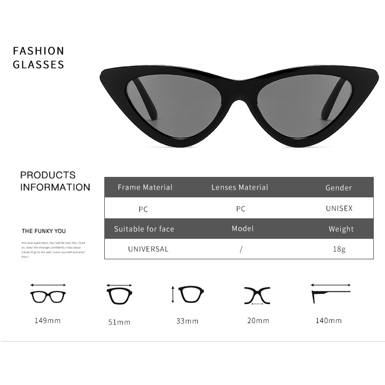 Kính Mát Thời Trang Hình Mắt Mèo Phong Cách Hip hop Âu Mỹ Cổ Điển Cho Nữ