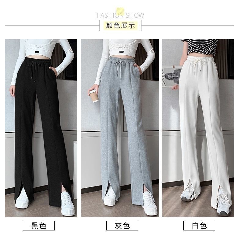 Quần dài lưng cao ống rộng thiết kế xẻ tà cá tính thời trang dành cho nữ | BigBuy360 - bigbuy360.vn