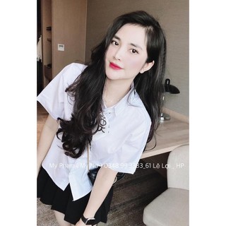 sơ mi cộc tay kèm nơ