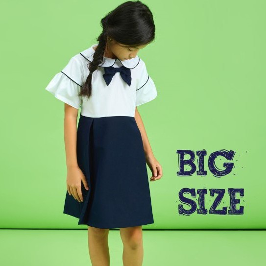 Đầm học sinh tay xòe viền nữ từ 35- 60 kg ( bigsize), đầm đi học cho bé gái cấp 1, cấp 2 rẻ- bền - đẹp GDP015