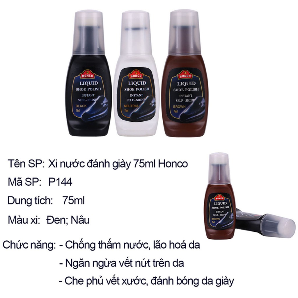 Dung dịch vệ sinh giày 75ml màu đen, nâu, không màu P144