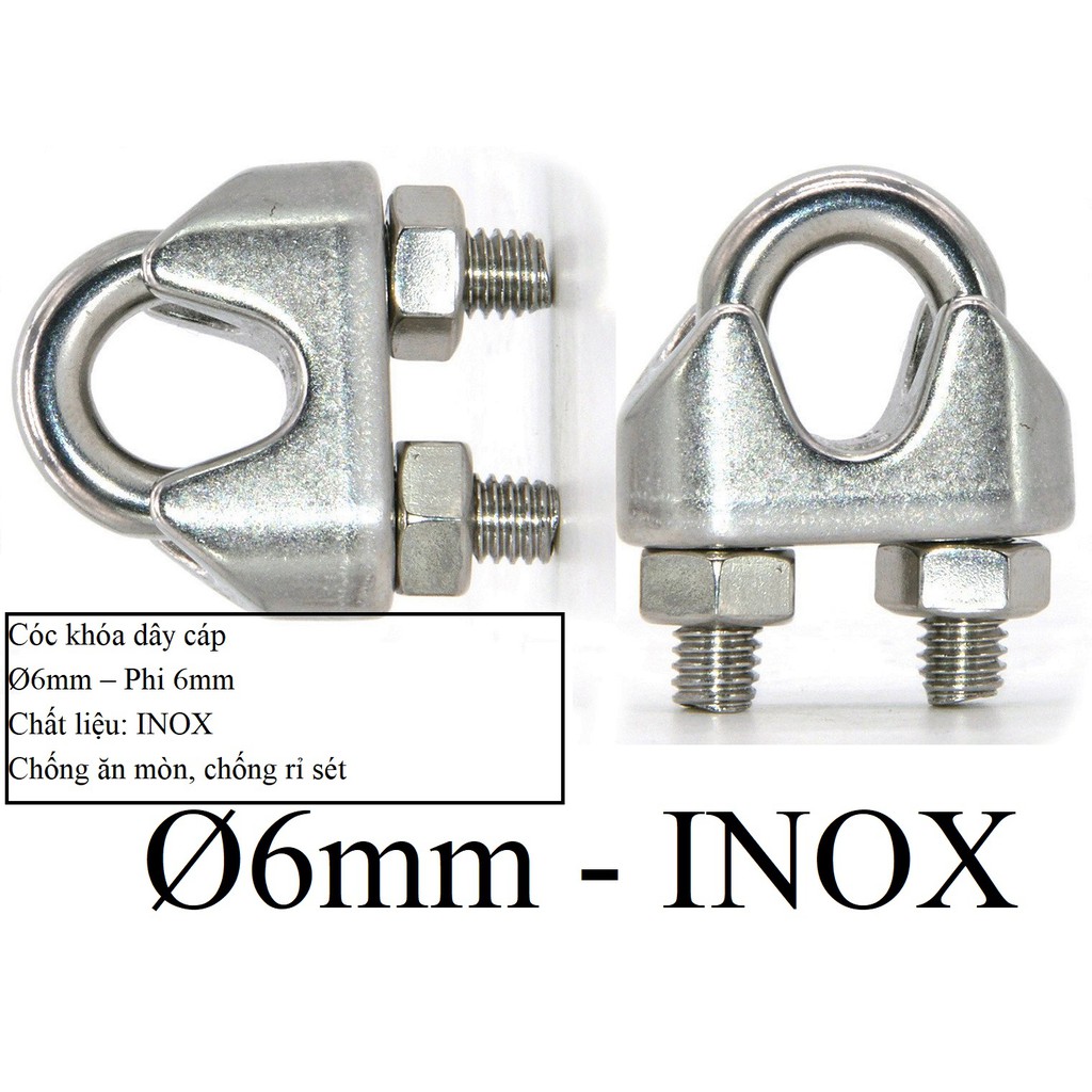 Cóc khóa cáp Ø [ 6mm ] INOX