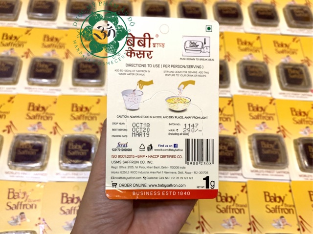 [MUA 1 TẶNG 1] Nhụy hoa Nghệ tây Baby Saffron Kashmir Ấn Độ 1g