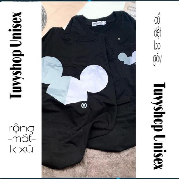 Áo thun nam nữ cổ tròn form rộng⚜️FREESHIP⚜️ Áo thun Unisex Smiling - kiểu in MICKEY