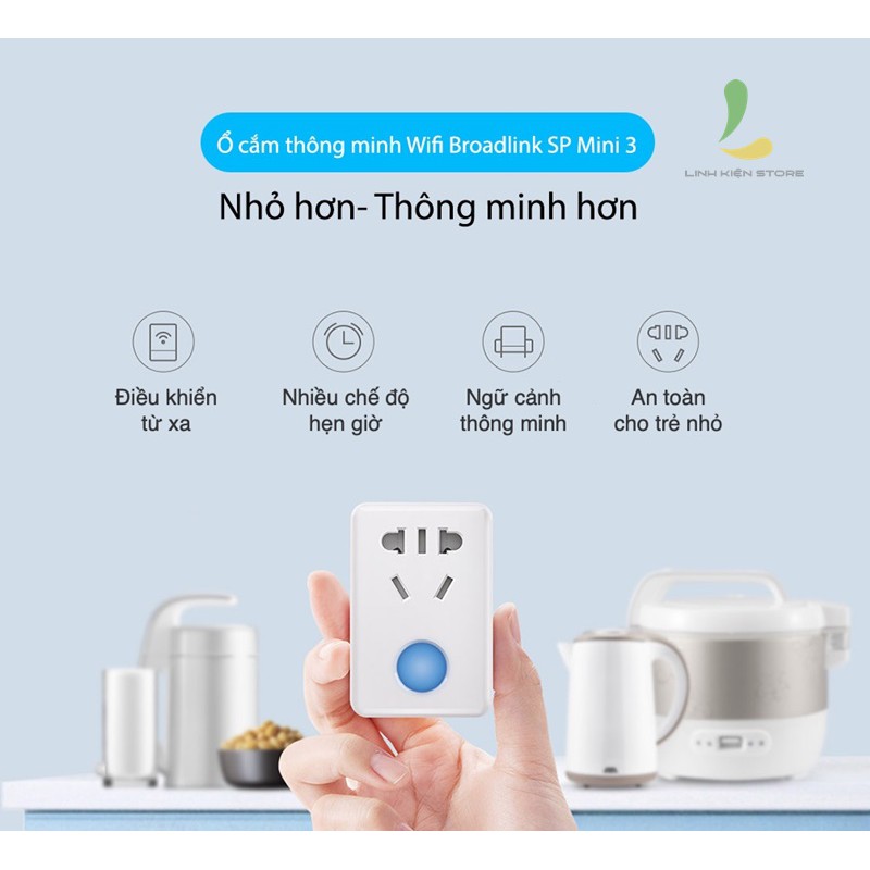 [BH 12 THÁNG]Ổ Cắm Hẹn Giờ BROADLINK SP MINI 3 KẾT NỐI WIFI ĐIỀU KHIỂN TỪ XA BẬT TẮT QUA ĐIỆN THOẠI