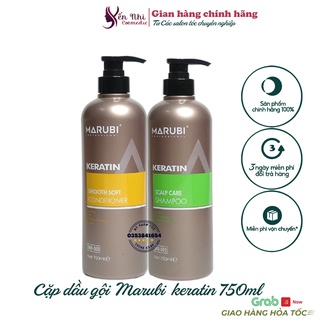 Dầu gội đầu keratin Marubi cặp dầu gội xả phục hồi hư tổn giảm rụng tóc 750ml chính hãng, Mỹ phẩm tóc yến nhi
