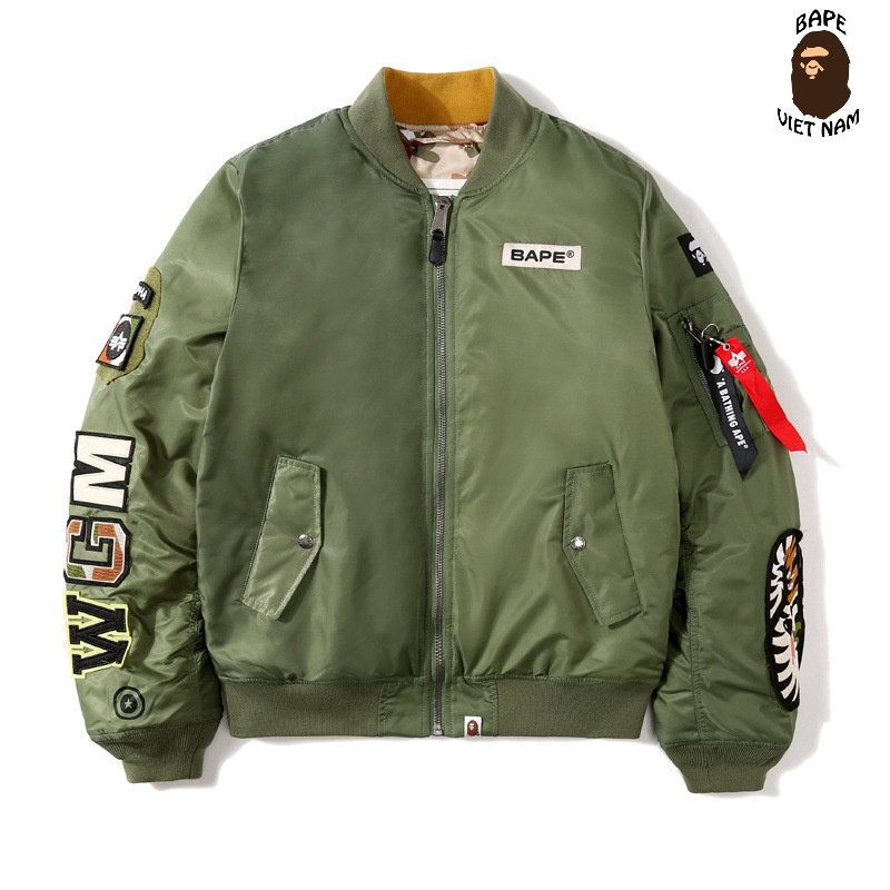 Áo khoác Bape 2 mặt mua 1 được 2 áo luôn, Bomber Jacket Bape, Oder 15 ngày hàng về Bape VN..